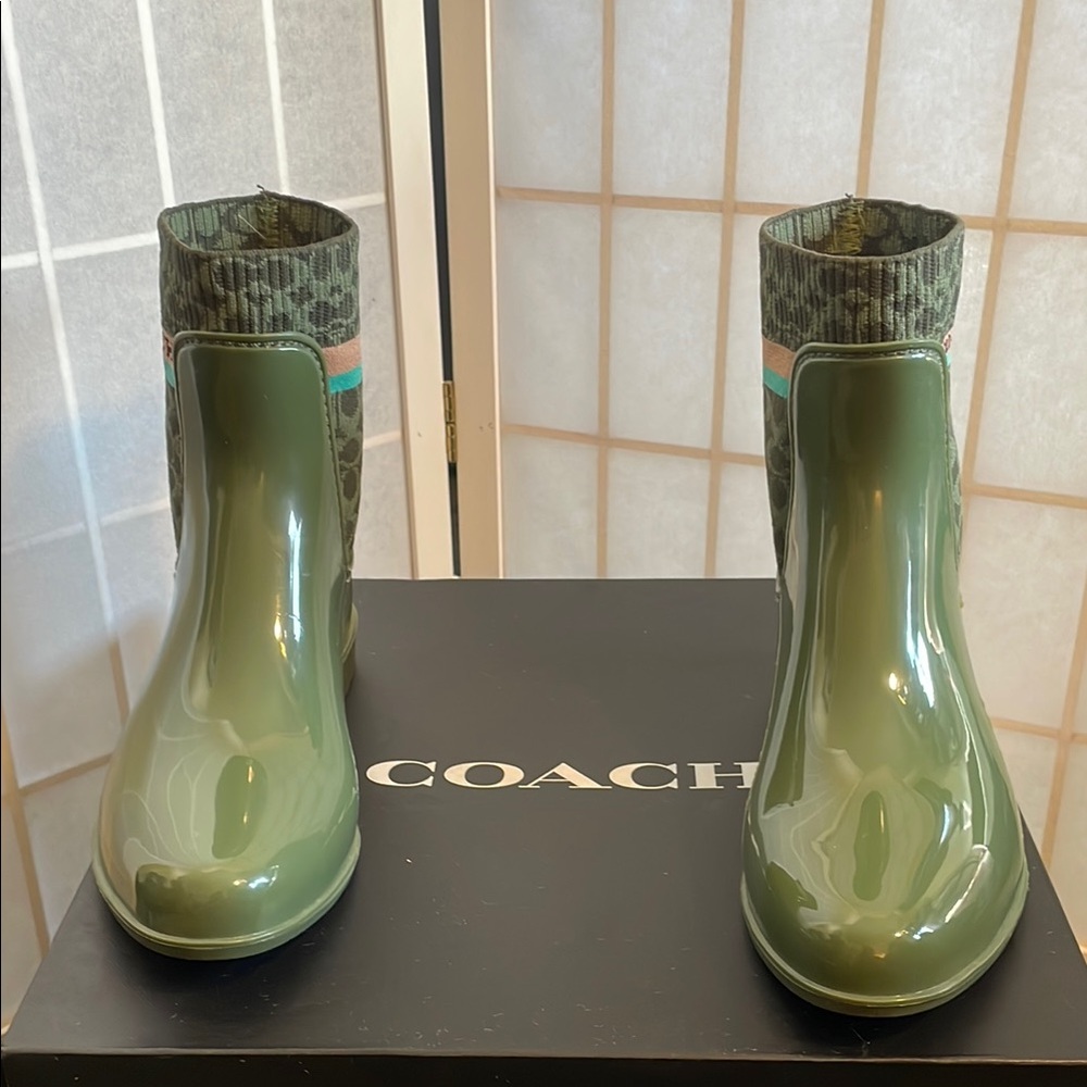 Coach Green Rain Boots